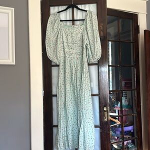 Ivy city co smocked midi mint green floral dress